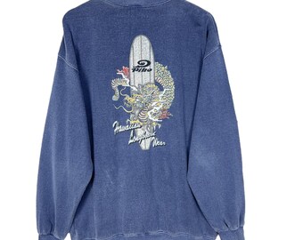 Felpa con cappuccio Piko Surf Hawaiian Longboard Wear blu taglia Large