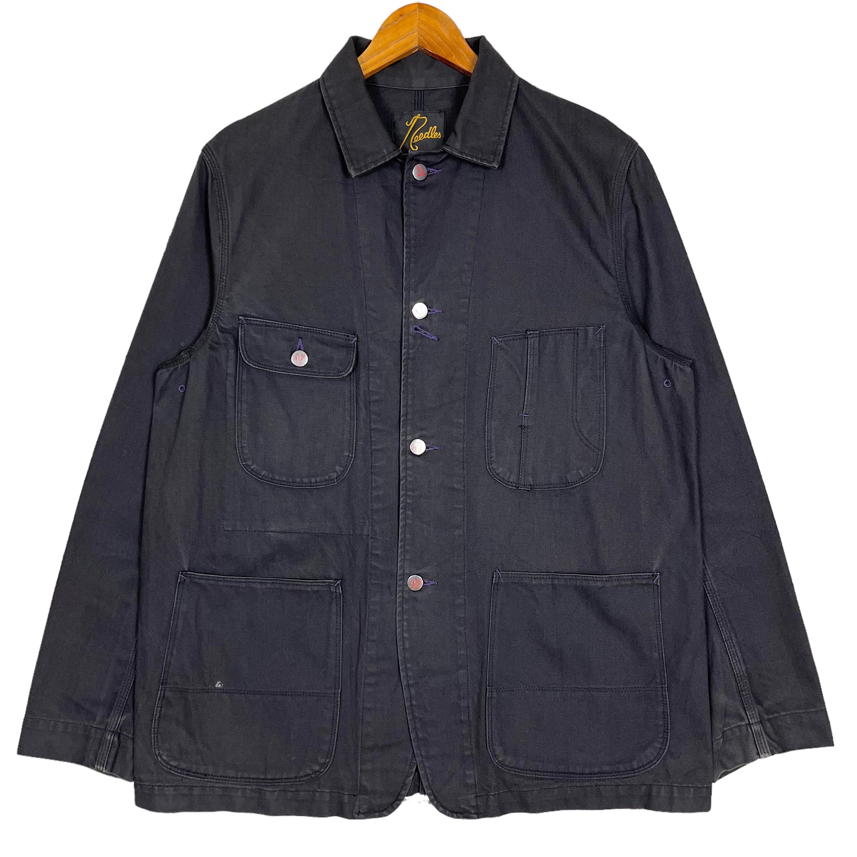 needles Chore Coat サイズS NEEDLES CHORE COAT 10OZ. DENIM STRIPE NEEDLE PUNCH INDIGO