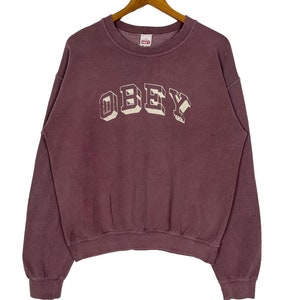 Obey American Streetwear Crewneck Sweatshirt Jumper Sweater Red Size Medium Made in Mexico