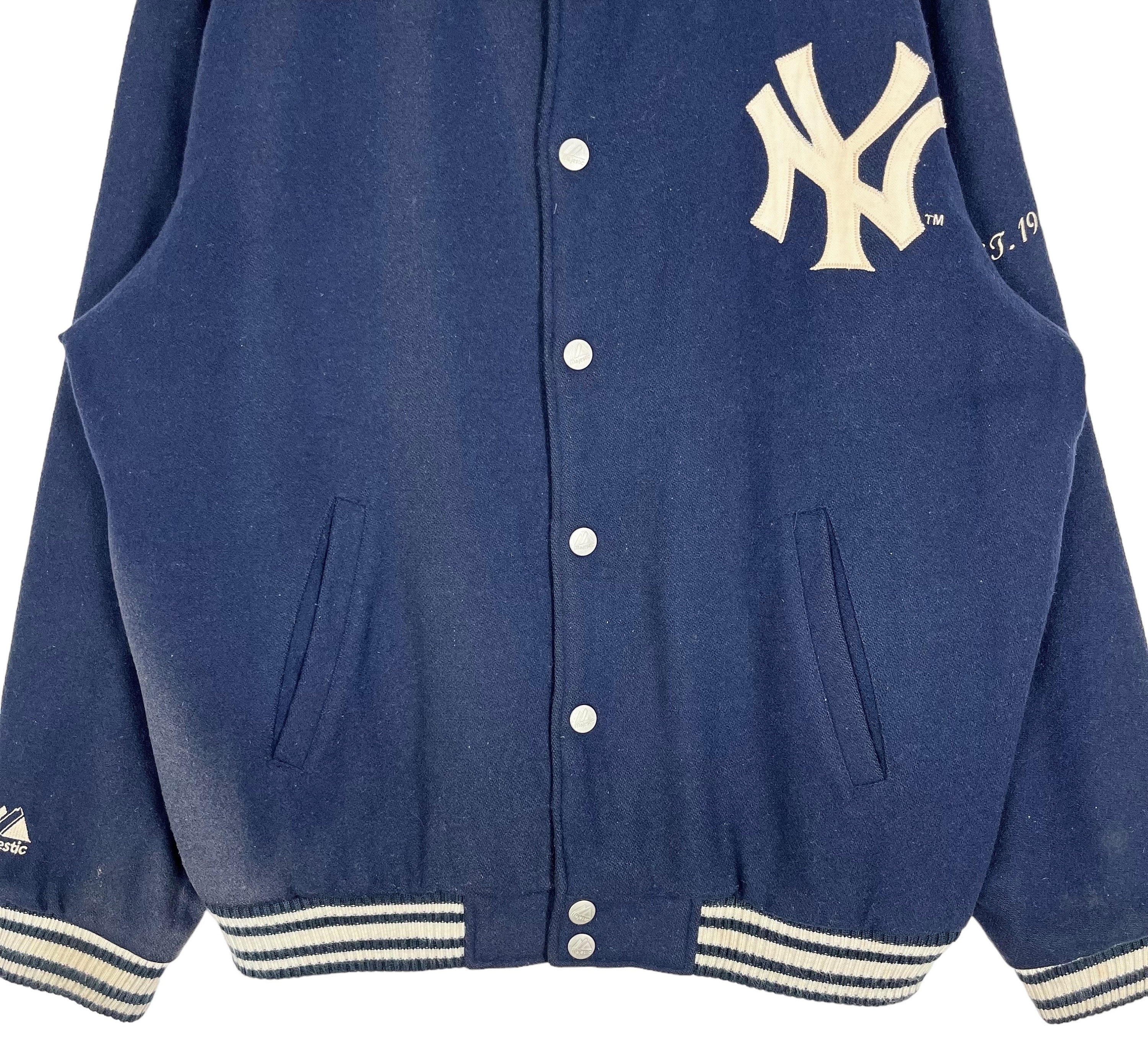 Vintage 90's Majestic MLB NY Yankees Wool Baseball Jacket Snap