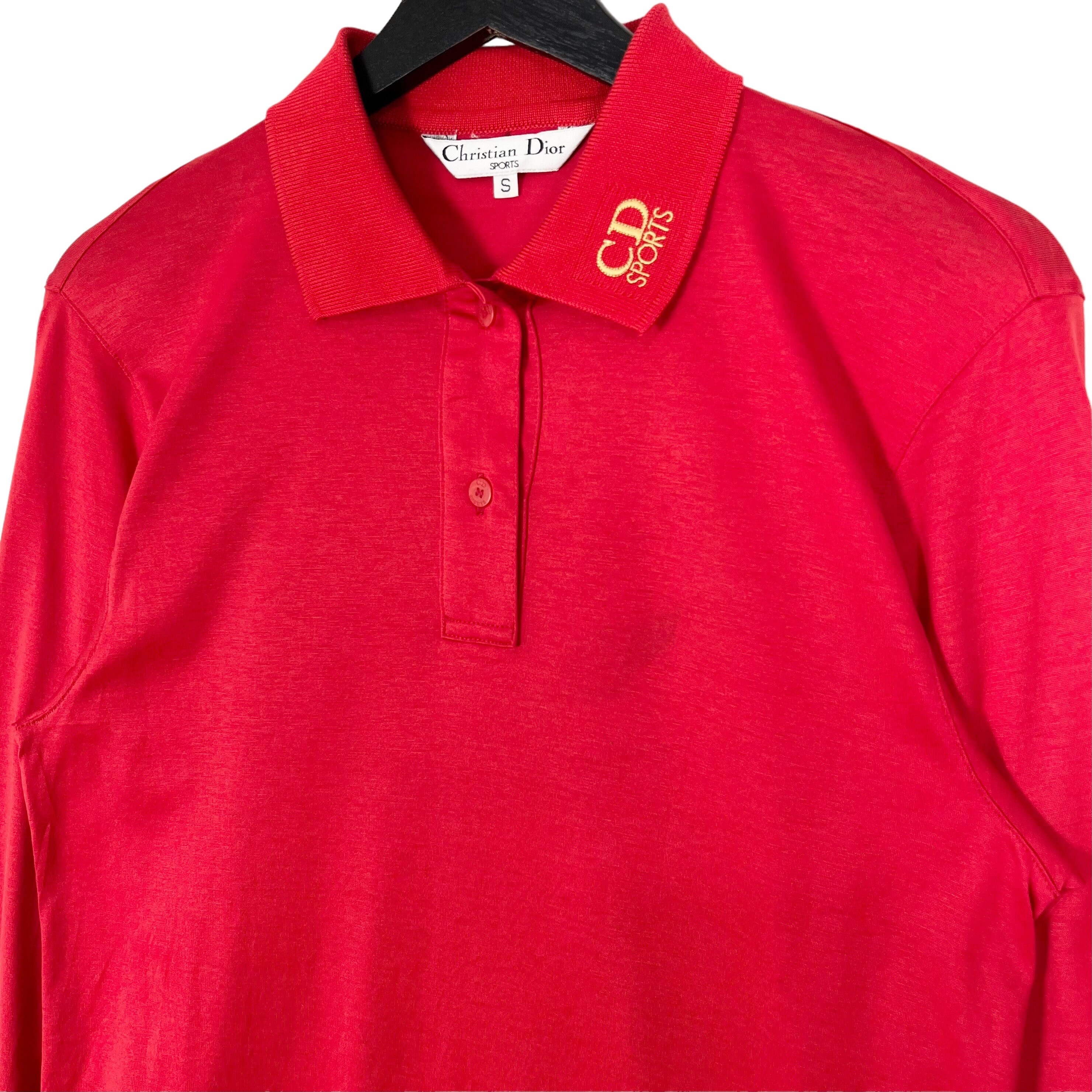 90s ビンテージ ディオール Christian Doir レトロ ポロシャツ Vintage 90's Christian Dior Long Sleeve Polo Shirt Red Size Small