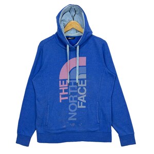 The North Face Streetwear Climber Outdoor Brand Big Logo Pullover Hoodie Sweater Blue Size Large Made in Mexico