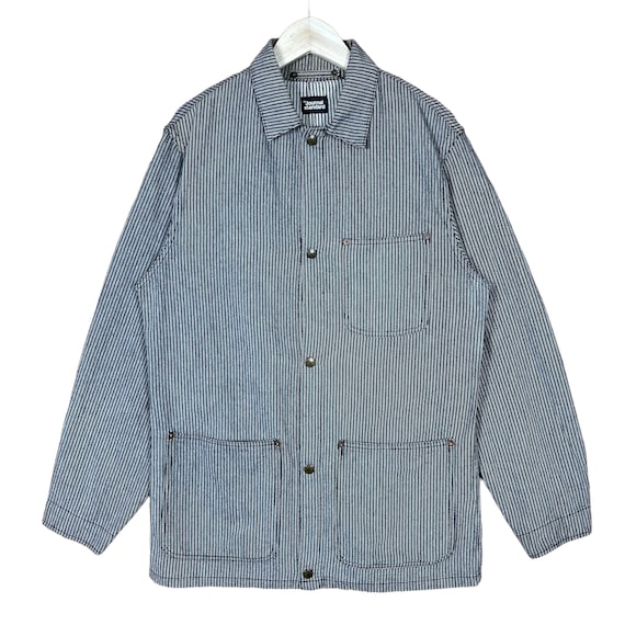 Journal Standard Hikori Striped Denim Chore French Jacket Dark