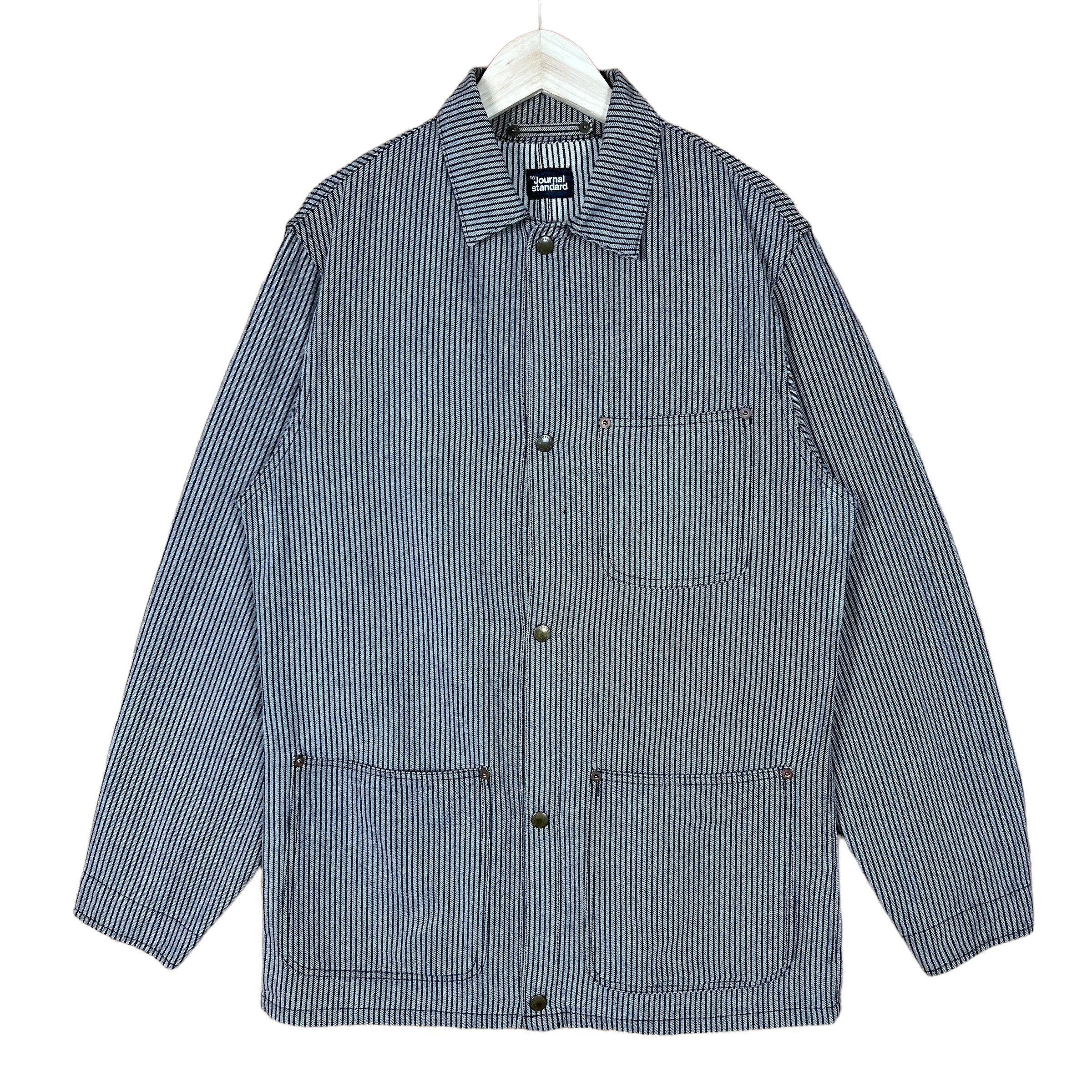 Journal Standard Hikori Striped Denim Chore French Jacket Dark