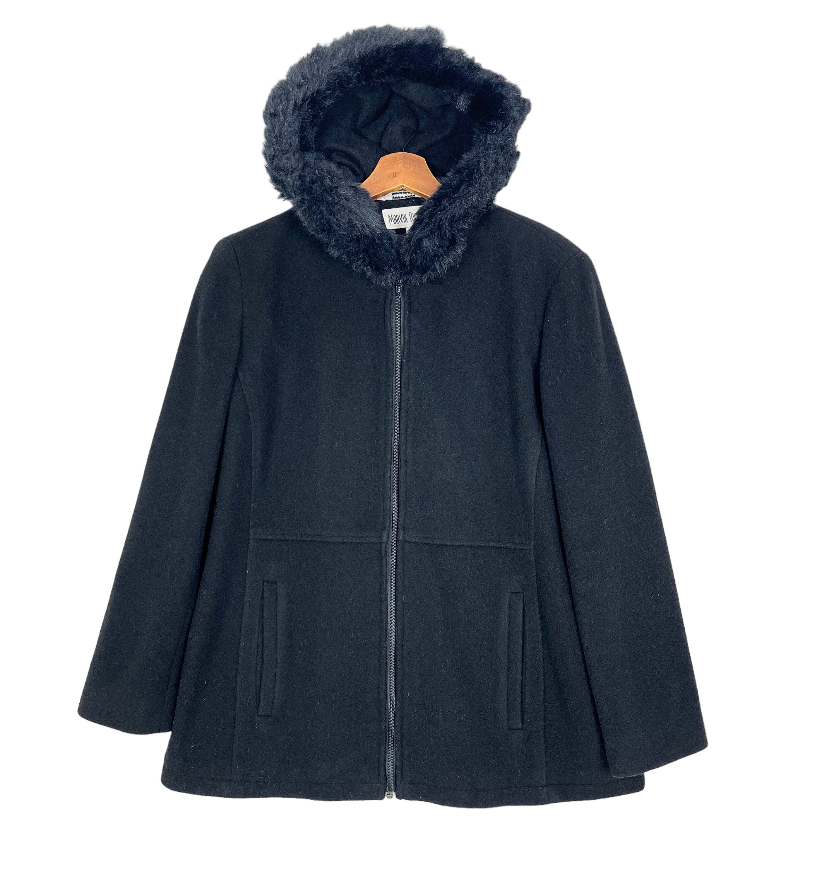 Marvin Richards Cashmere Faux Furs Duffle Coat Designer Luxury