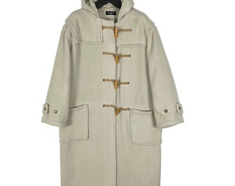 Vtg 1950s Stone-dri Cream Wool WW2 Royal Navy Short Duffle Coat