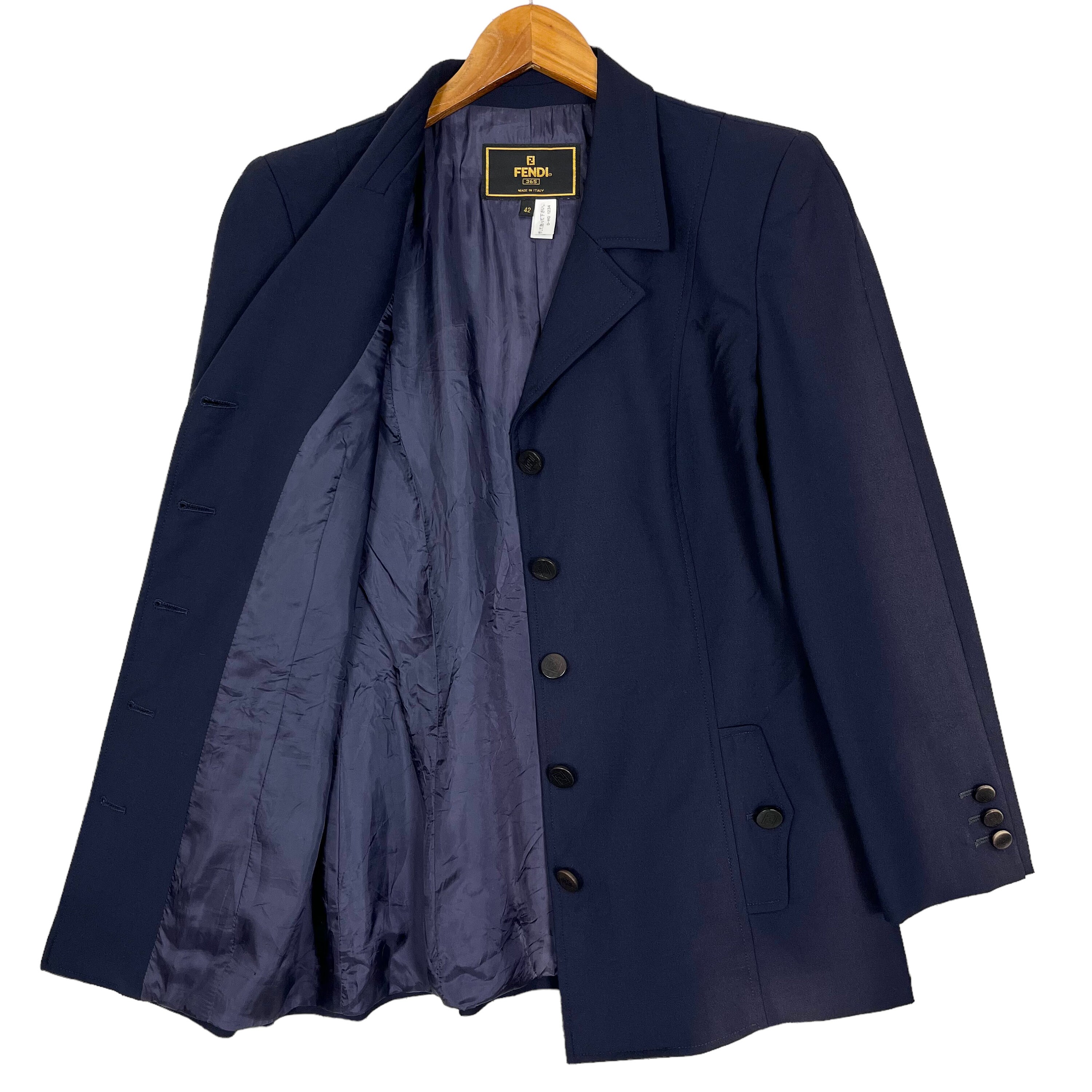 Vintage 90s Fendi Blazer Jacket Navy Blue Size 42 Made in Italy - Etsy 