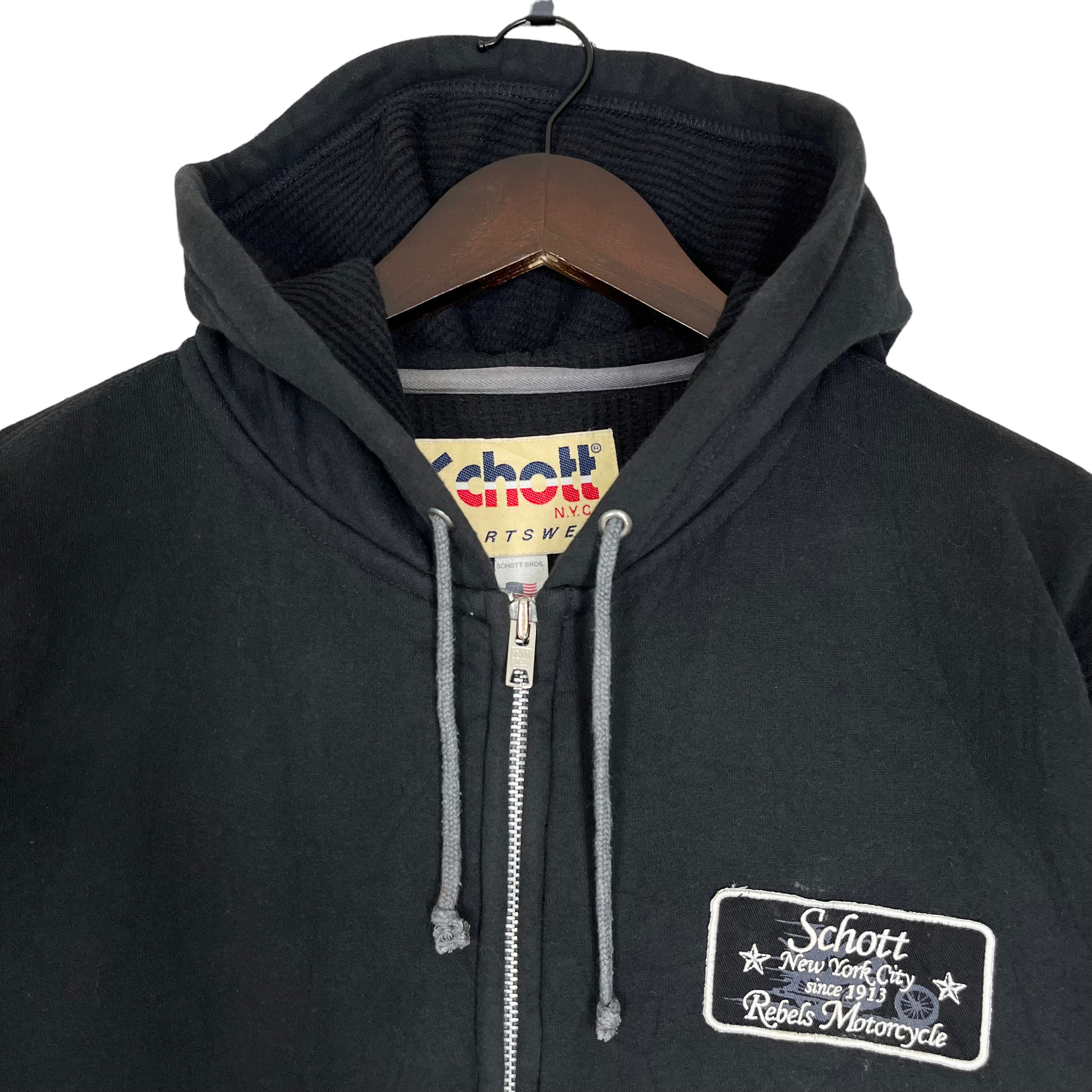 み*り様 【schott】Lamb leather zip-up hoodie Black hooded jacket, lamb leather - lchood | Schott NYC®