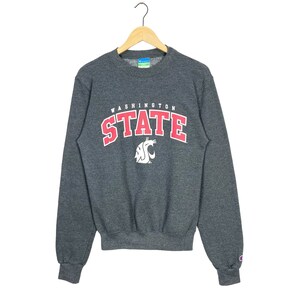 Champion Washington State University Pullover Jumper Crewneck Sweatshirt Grey Colour in Size XS Made in Nicaragua