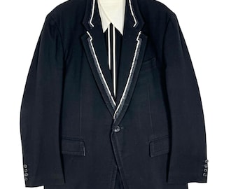 Marynarka męska Y’s by Yohji Yamamoto zapinana na jeden guzik, japońska marka, kolor czarny, rozmiar 3, rozmiar L, wyprodukowano w Japonii