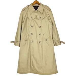 Vintage 90’s YSL Yves Saint Laurent Double Breasted Women Trench Coat French Designer Luxury Brand Beige Color Size Small Made in Japan