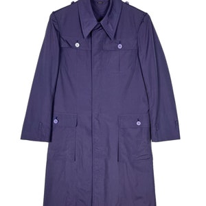 Vintage 90’s YSL Yves Saint Laurent Inner Trench Coat French Designer Luxury Brand Blue Size Small Made in France