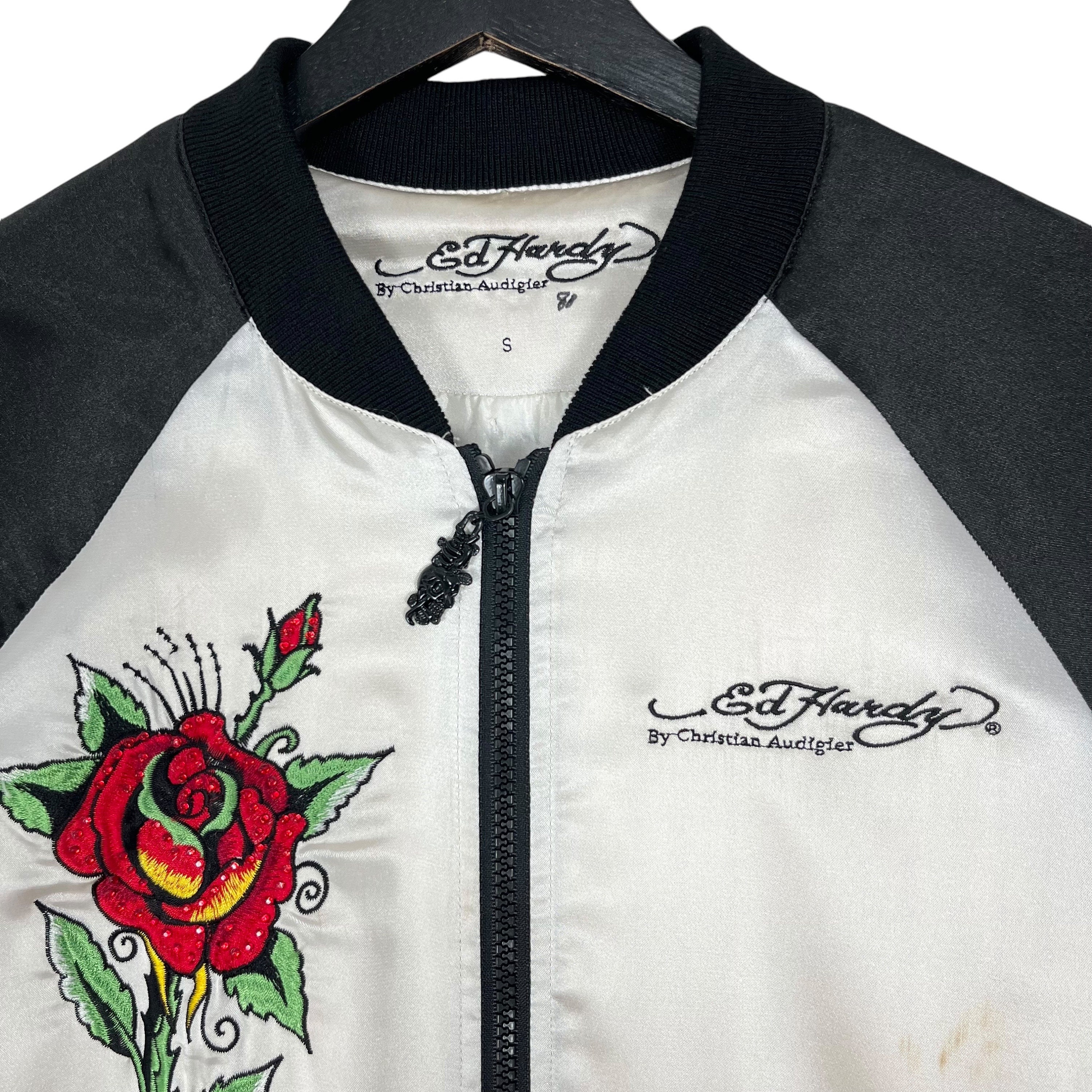 Ed Hardy by Christian Audigier Women's Skull Embroidery Sukajan