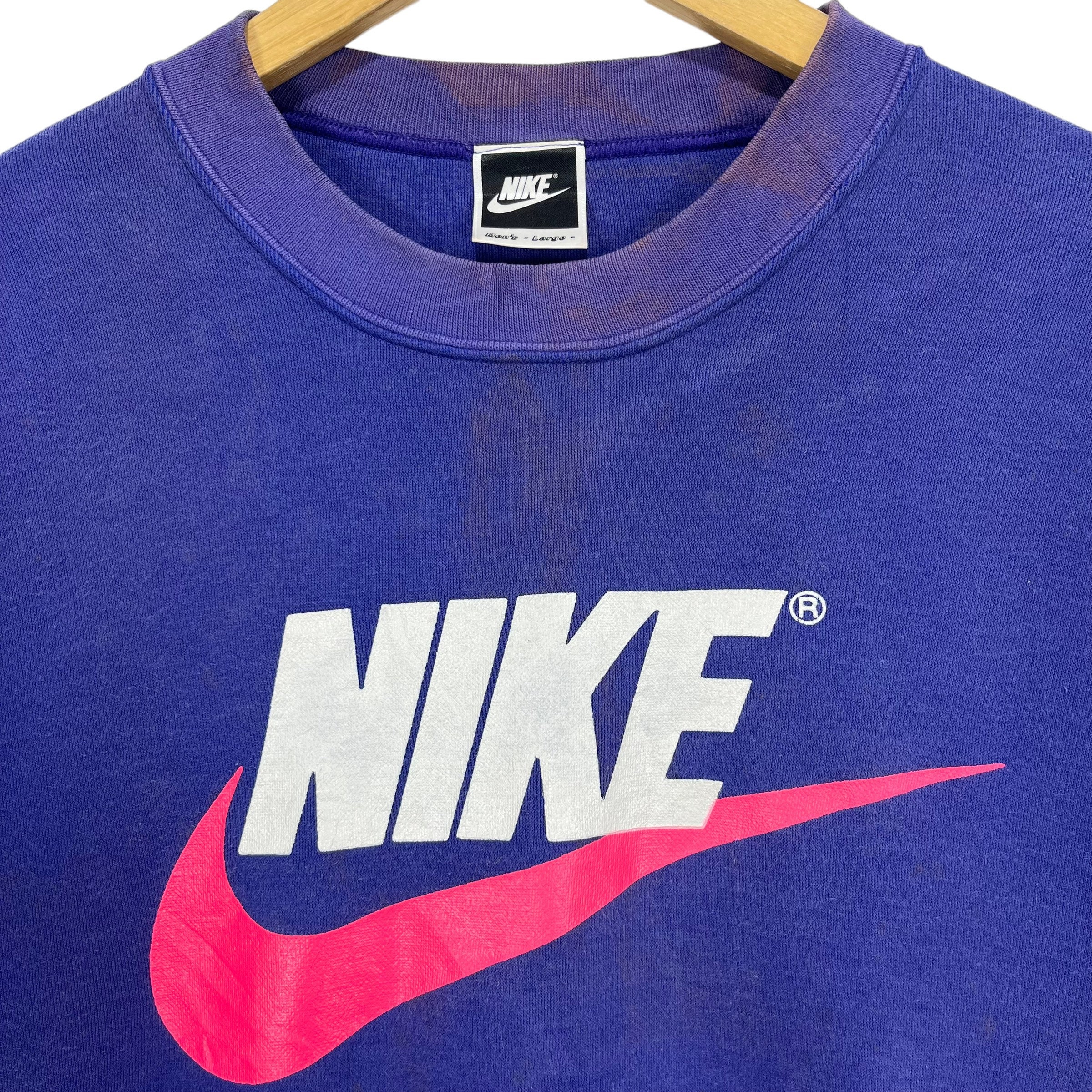 Vintage 90s Nike Big Logo Swoosh Jumper Crewneck Sweatshirt Purple Color Size Large Made in Japan Etsy UK