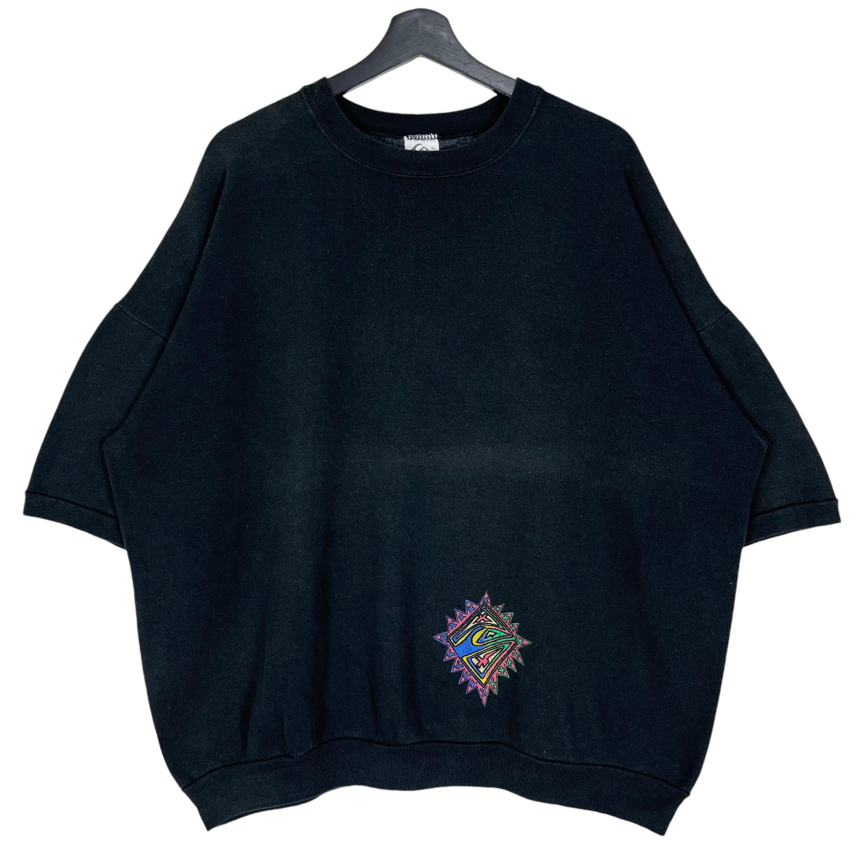 Vintage 90s Quiksilver Short Sleeve Sweatshirt Black Size XL Made