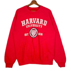 Harvard University Crewneck Sweatshirt Jumper Red Size Medium Made in Honduras