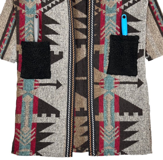 Vintage Navajo Native Tribal Stripes Buttonless C… - image 3