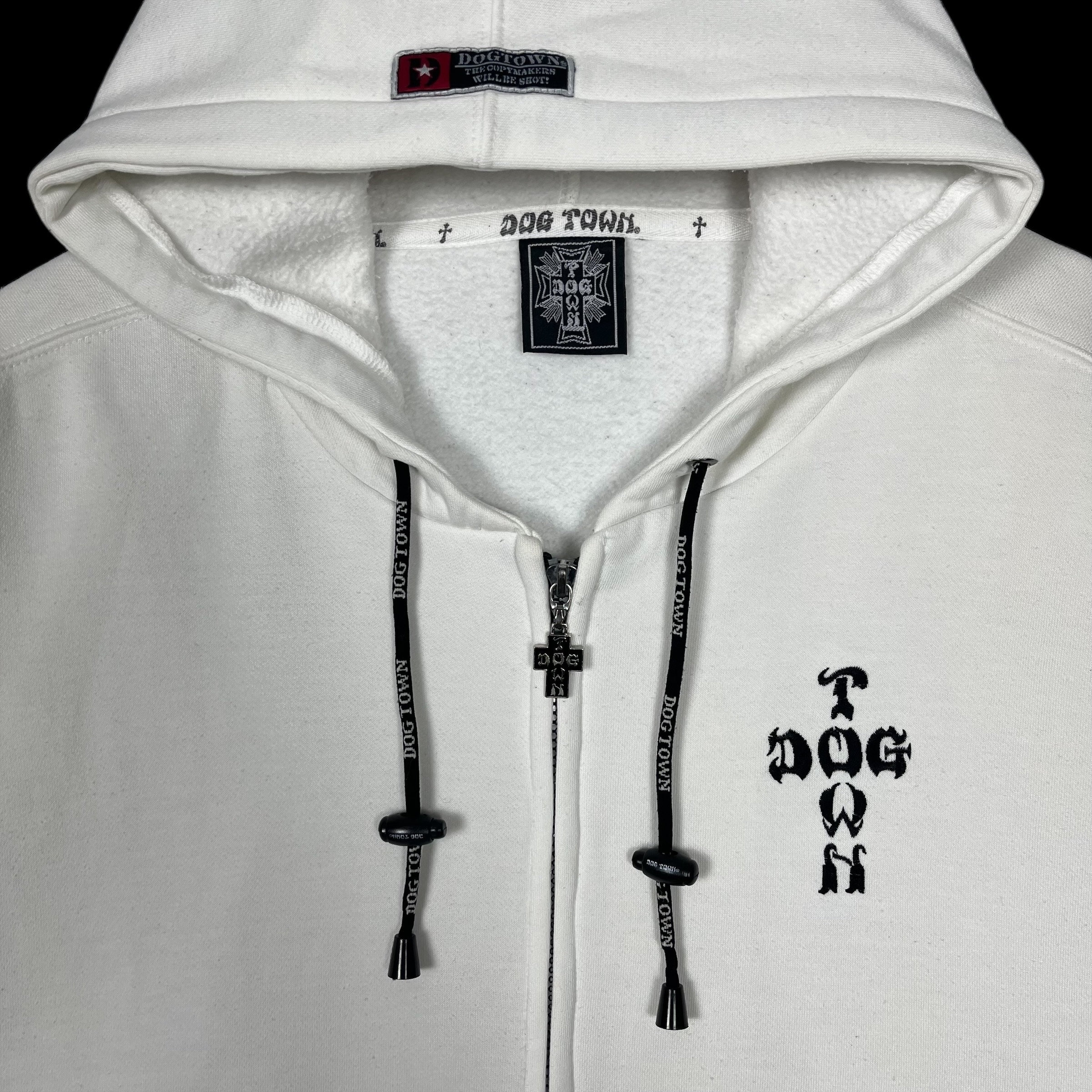 Dogtown Streetwear Skates Brand Zipper Hoodie Jacket White Size XL