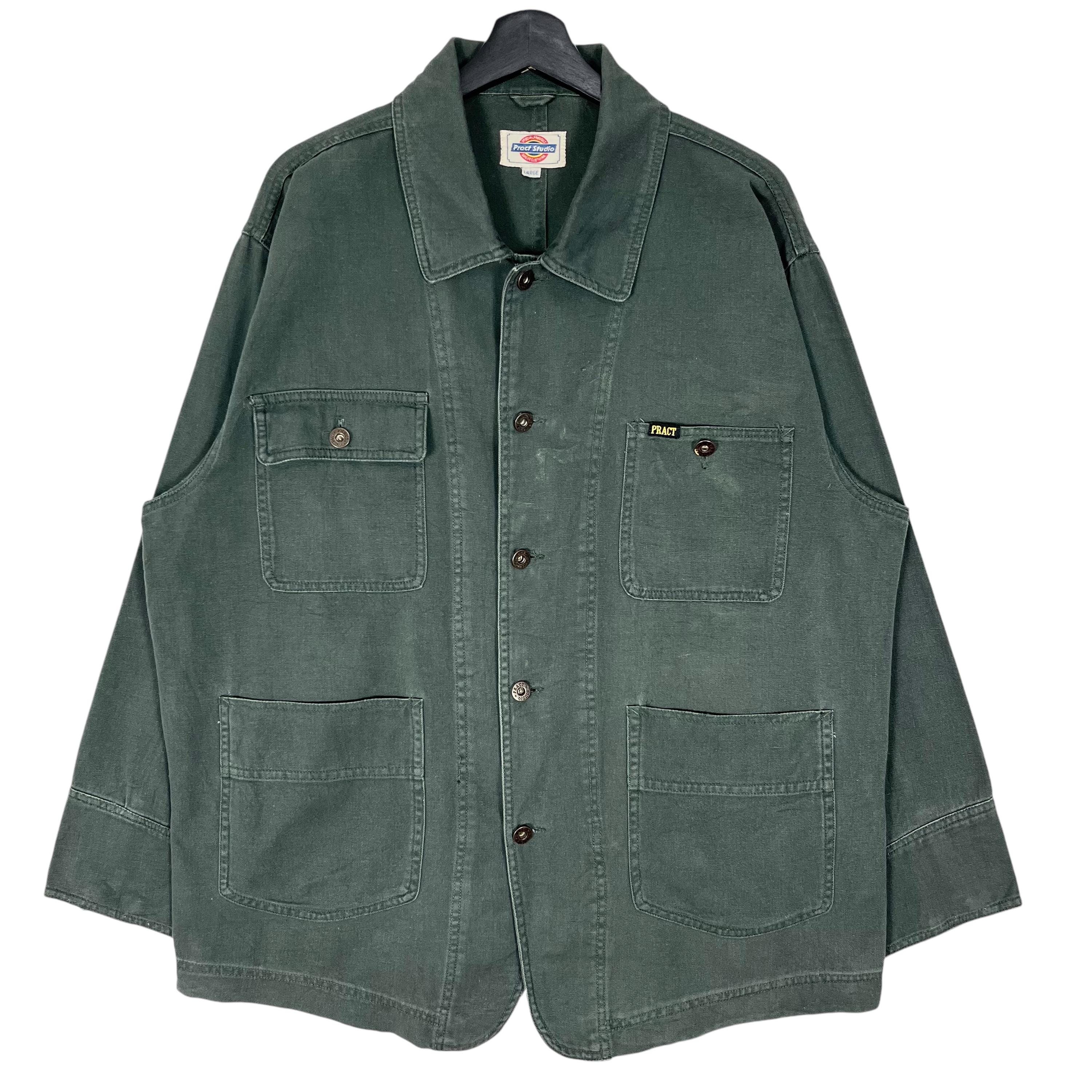 Vintage 90's Pract Studio French Chore Jacket Workers Dark Green