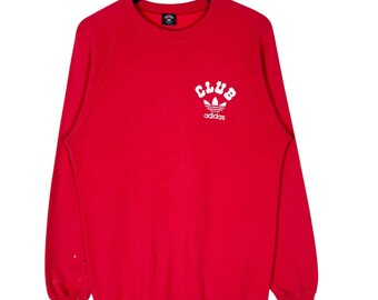 Felpa vintage Adidas Club Raglan con logo a trifoglio Adidas, rossa, taglia media