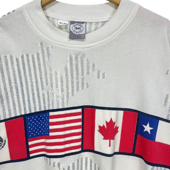 Rare! Vintage 80's Multi Nation Flag Over Print Jumper