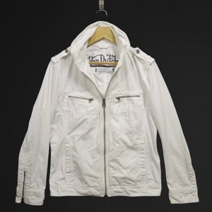 Von Dutch Motorcycles Zipper Light Jacket White Size Large Made in Japan