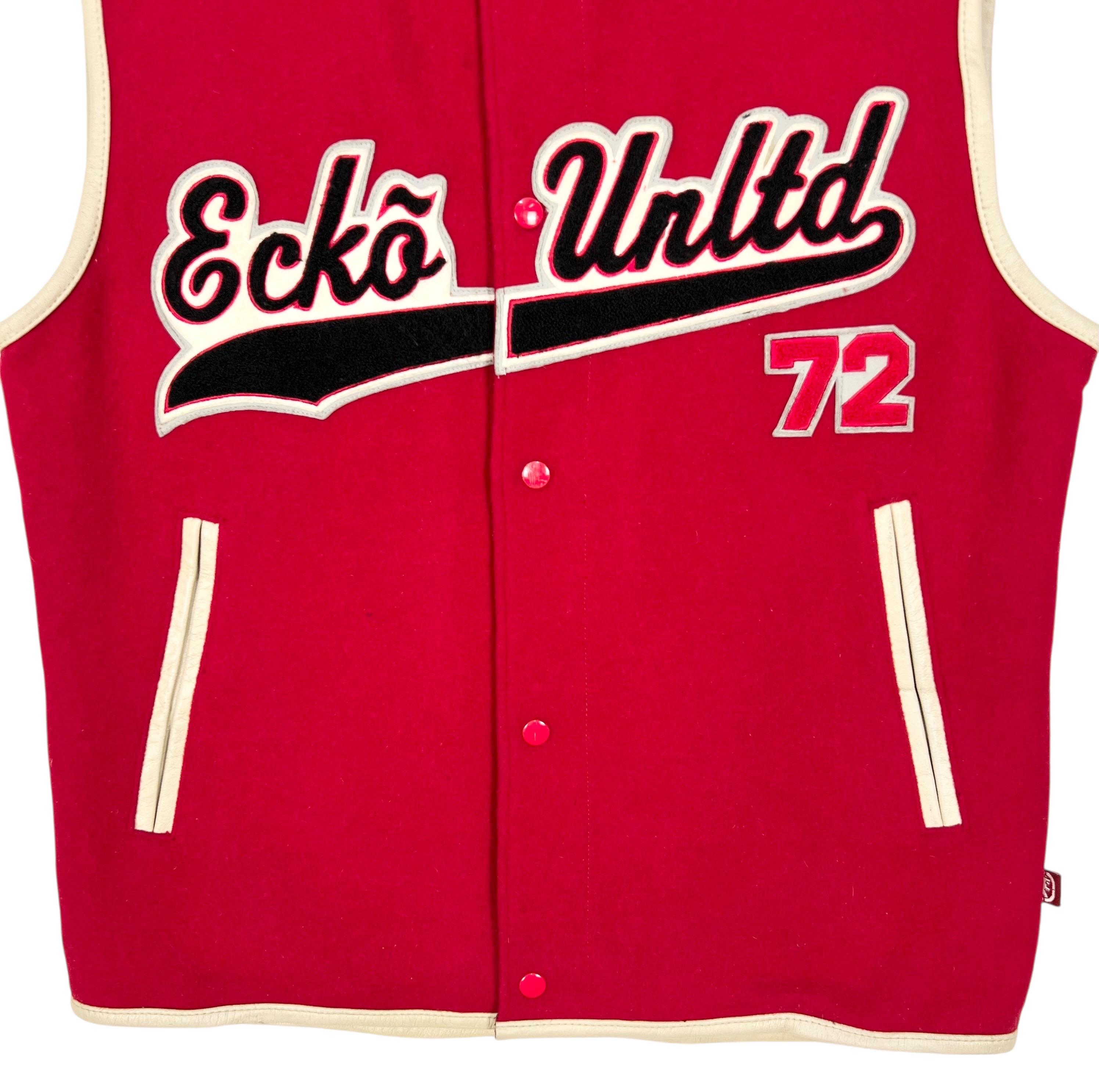 Ecko Unltd Sleeveless Varsity Baseball Jacket Vest Wool Snap