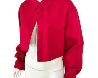 Y’s Yohji Yamamoto Women Asymmetrical Cropped Jacket Red Size Medium Made in Japan