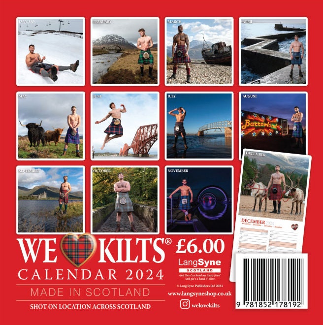 We Love Men in Kilts 2024 Small Compact Wall Calendar Etsy