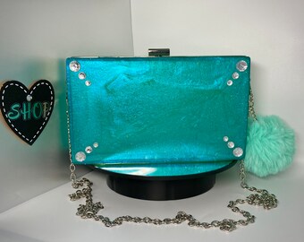 Acrylic Clutch Turquoise Crossbody Bag Resin Evening Clutch