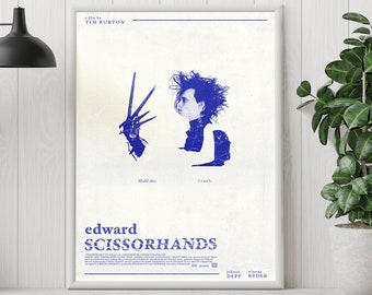 Edward Scissorhands Poster - Tim Burton - Vintage Retro Art Print - Wall Art Print - Minimalist Movie Poster - Custom Poster - Home decor