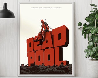 Deadpool Poster - Deadpool - Ryan Reynolds - Minimalist Movie Poster - Vintage Retro Art Print - Custom Poster - Wall Art Print - Home decor