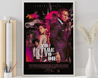 No Time to Die Poster - James Bond Poster - James Bond - Minimalist Movie Poster - Vintage Retro Art Print - Custom Poster - Wall Art Print