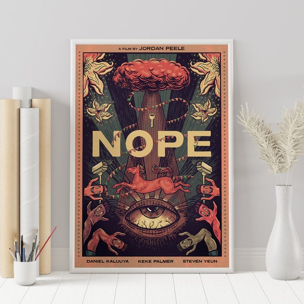 Nope Poster - Nope Movie Poster - Minimalist Movie Poster - Vintage Retro Art Print - Custom Poster - Wall Art Print - Home Decor - Gift