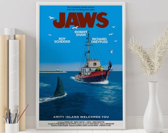 Jaws Poster - Jaws - Steven Spielberg - Minimalist Movie Poster - Vintage Retro Art Print - Custom Poster - Wall Art Print - Home decor