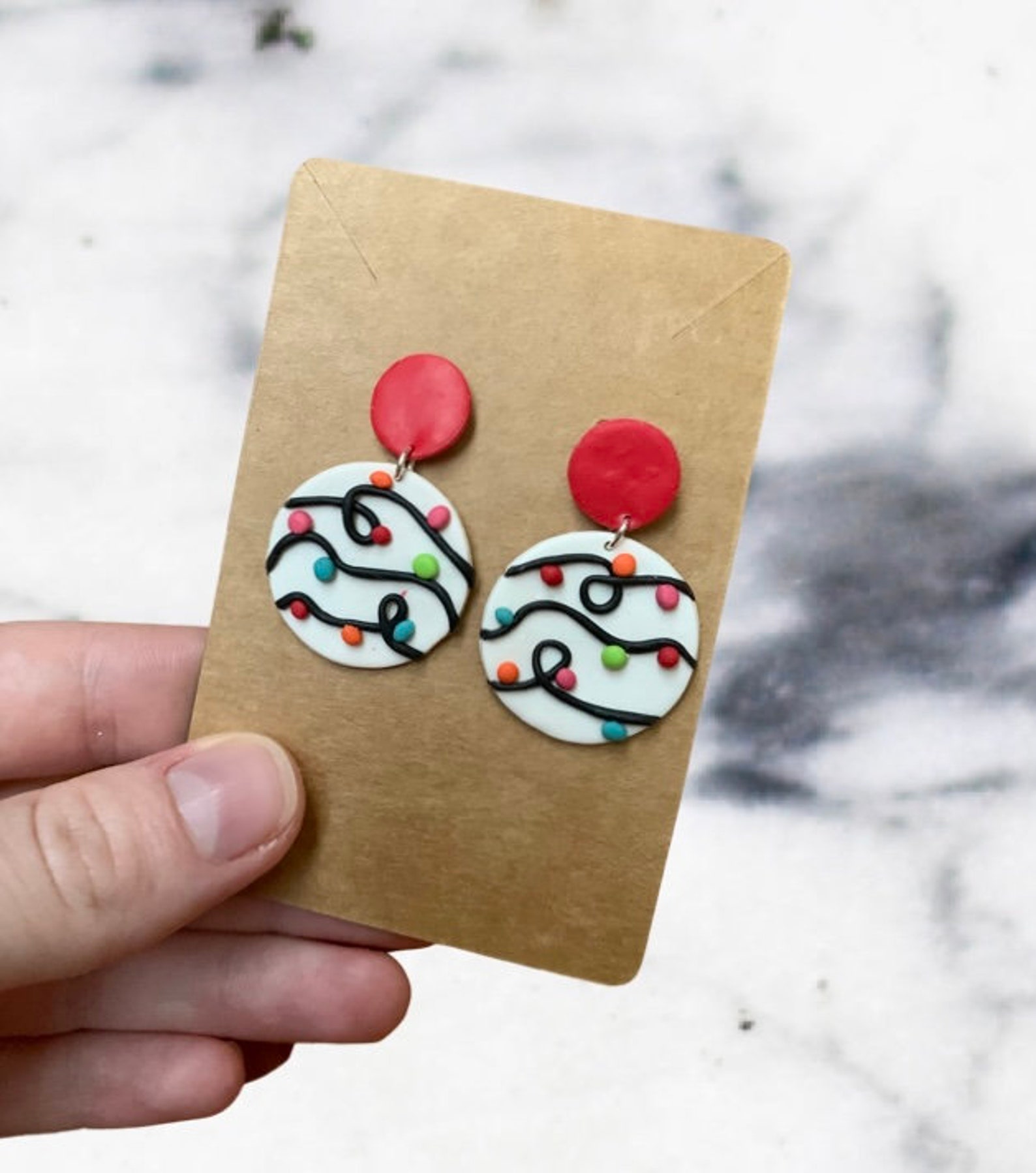 Christmas Lights Polymer Clay Earrings Holiday Polymer Clay Earrings Christmas Clay Earrings Etsy