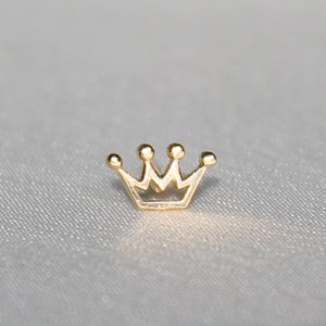 Open Crown Stud Piercing - 14 Karat Gold Screw Back Cartilage Earring, Tragus Earring, Flat Back Earring, Handcrafted