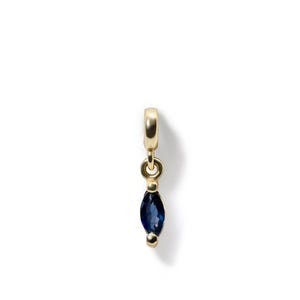Natural Sapphire Charm, 14K Solid Gold Marquise Necklace, September Birthstone Pendant, Deep Blue Sapphire Necklace, Minimalist Fine Jewelry