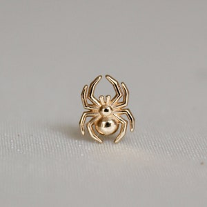14K gouden spinknoppiercing - Echt gouden kraakbeenpiercing, enkele oorbel, helixpiercing, traguspiercing, platte achterkant oorbel