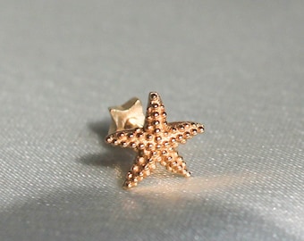 Starfish Stud Piercing - 14K Real Gold Cartilage Earring, Screw Back Helix Piercing, Tragus Piercing - Second Hole Earring
