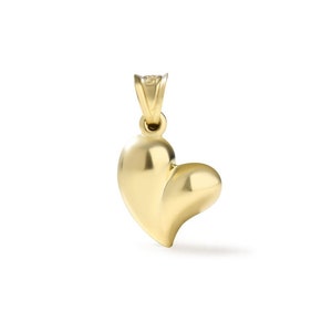 Charm de corazón hinchado, charm de doble corazón de oro macizo de 14 quilates, regalo para novia, regalo para parejas
