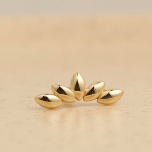 Curved Lotus Climber Piercing Stud , 14K Solid Gold Curved Helix Earring - Screw Back Earring, Climber Cartilage Earring, Tragus Earring