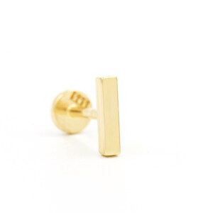 The Bar Piercing - 14 Karat Real Gold Helix Piercing, Internally Threaded Tragus Piercing, Minimalist Cartilage Jewelry -Handcrafted Jewelry