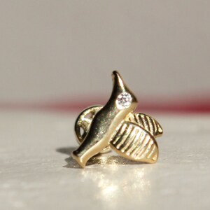 Bird Piercing- 14K Solid Gold Cartilage Piercing - Stud Tragus Piercing, Conch Piercing, Helix Earring