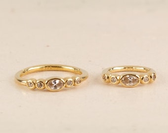 14K Solid Gold Cartilage Faceted Hoop Earring, Piercing Hoop, Faceted Helix Clicker