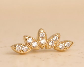 Serenity 14k Gold Stud Earring, Climber Helix Earring - Curved Earring, Cartilage Piercing, Screw Flat Back Earring