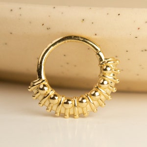 14K Solid Gold Authentic Hoop Clicker, Hoop Daith Earring, Septum Clicker, 8 mm Hoop Piercing
