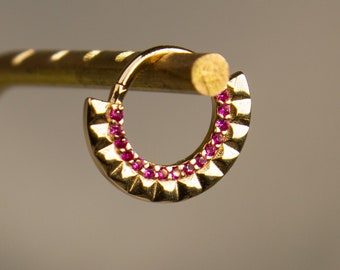 14K Gold Septum Clicker, Unique Nose Ring, Nose Clicker, Gold Hoop Clicker, Hoop Piercing, Hoop Helix Earring, Daith Earring