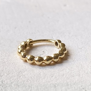 Beads Cluster Hoop Piercing, 14K Solid Gold Hoop Conch Piercing, Hoop Helix Piercing, Daith Earring, Cartilage Earring