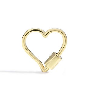14K Massivgold Herz-Enhancer, Charm Connector, Gold Karabiner, langlebig, dick, solide Charm Halter